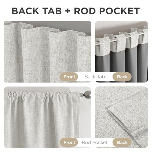 Image of Joydeco Blackout Curtains for Bedroom - 100% Light Blocking 2 Panels Set White Drapes 37 inch W x 63 inch L, Thermal Insulated Room Darkening Curtains, Linen Textured for Living Room, Rod Pocket & Back Tabs