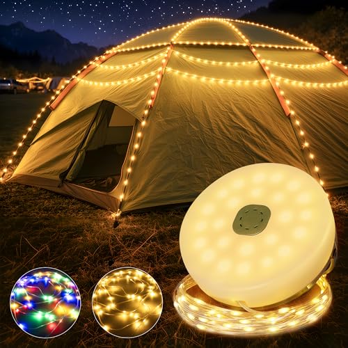 Hopexy Camping Fairy Lights Retractable Reel 10M Rolled RGB Tent Lights