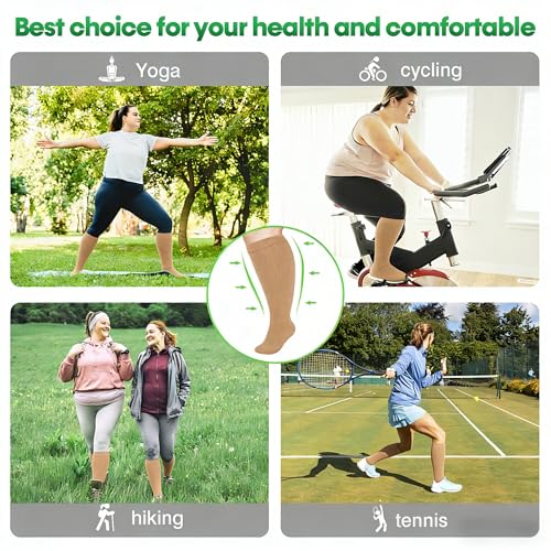 Image of Compression Socks for Women &Men Wide Calf, Plus Size 15-20 mmhg,Knee High,compression stockings