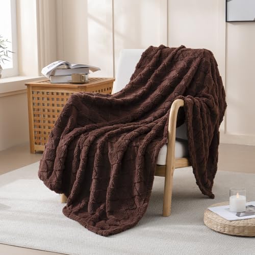 Brown Throw Blanket for Couch Sofa Bed 50x60 inches,Fleece