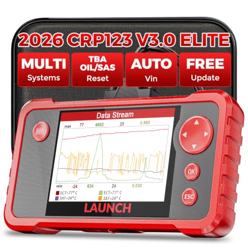 LAUNCH CRP123 V3.0 Elite OBD2 Scanner-2026 New Model Engine/ABS/SRS/Transmission Diagnostic Scan Tool SRS Airbag Code Reader 3 Reset Oil Service/Throttle Relearn/SAS Reset No Subscription Required