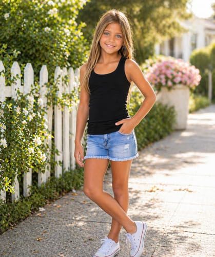Image of Malibu Sugar Girls Tank Tops Size 7-10 - Racerback Tank Top Dance Cheer Gymnastics Shirts for Sports Undershirts Layering