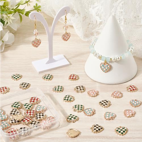 Breloques à carreaux style dessin animé pour ateliers bijoux du week-end