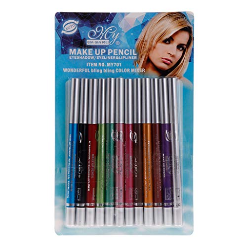 RK-HYTQWR Sombra de Ojos Profesional Delineador de Labios Delineador de Ojos L¨¢PIZ Maquillaje 1 Juego 12 Colores, Delineador de Ojos de Color Cover