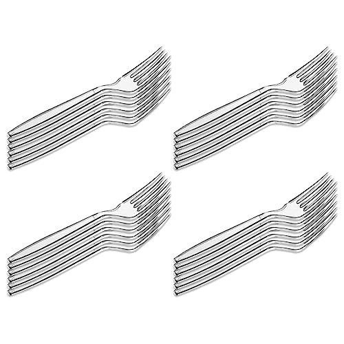 Acan Tradineur - 4 Paquetes de 12 Tenedores de plástico - Material Reutilizable y reciclable - Longitud de 18,5 cm - Transparente - Total 48 Uds