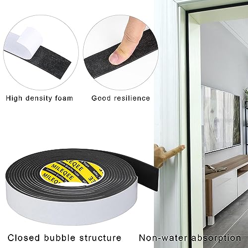 Image of Single-Sided Adhesive Foam Tape EVA Black,0.8in x 16.4FT | Multipurpose Sponge Sealing Strip Window Door Insulation Table Edge Protector Wall Bumper Guards