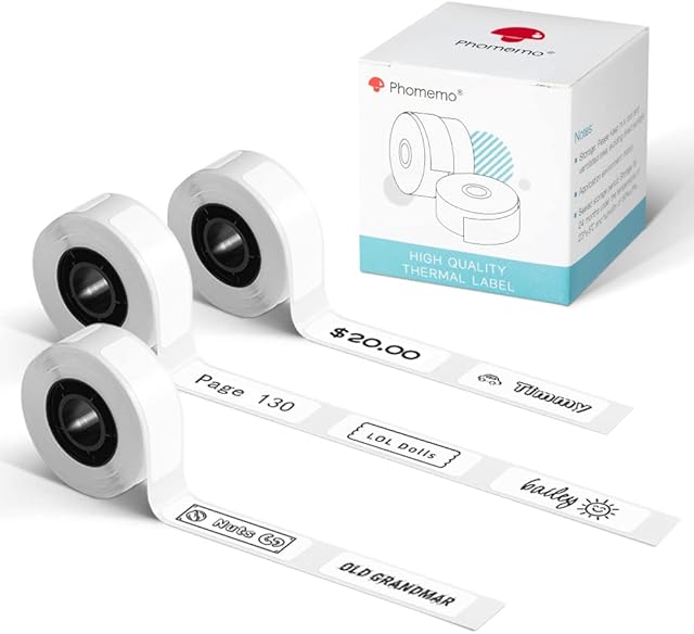 Phomemo Thermal Printer Paper - Compatible with Phomemo Q30 Q31 Q32 Label Maker - Label Tape Sticker Paper for Name Price Shelf Life Classification Labels - 12x40mm(0.47''x1.57'')160pcs/Roll, 3 Rolls