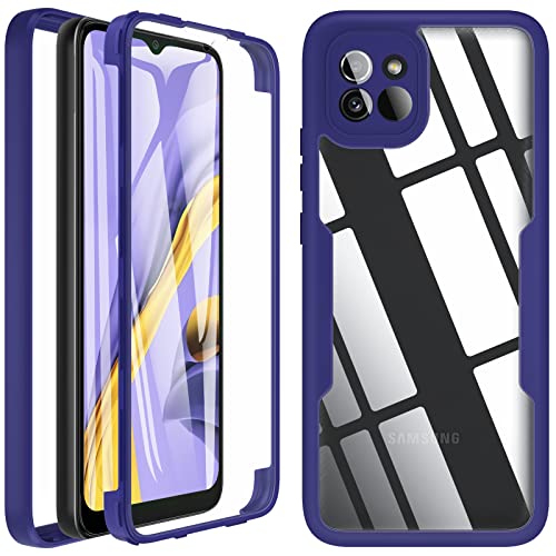 Coque Samsung Galaxy A03(Pas pour A03S), Coque Samsung A03 Antichoc Housse avec Protection écran, 360° Protection Case Robuste Double Face Bumper Etui Intégrale Coque pour Samsung Galaxy A03 (Bleu) Cover