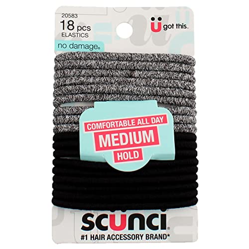 Scunci 2058303A048 Black/Space Dye Everyday &amp;amp;amp;amp;amp;amp; Active No Damage Elastics 18 Count