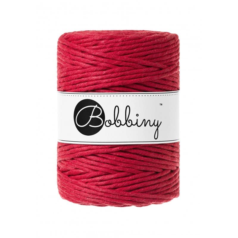 Bobbiny Cordon en macramé simple épaisseur XXL 5 mm (rouge classique) 100 m