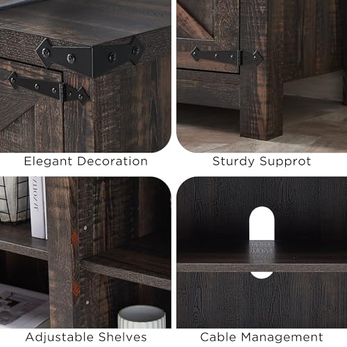 Farmhouse TV Stand for TVs Up to 75 inches with Storage Cabinets
