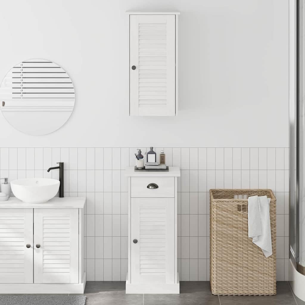 VIGO Juego de 2 armarios de baño, color blanco y blanco envejecido, 37 x 34 x 80 cm, armario de almacenamiento para baño, cocina, salón, pasillo