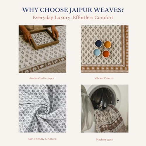 Image of Jaipur Weaves Single Bed Cotton Bedsheet with 1 Pillow Cover, 100% Pure Cotton Single Bedsheet 60x90 Inches, 180 TC Soft Breathable Floral Bed Sheet - (Floral Mahogany Red)