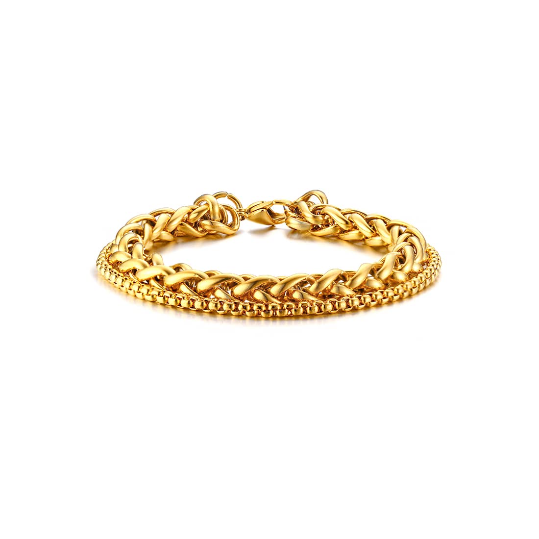 Yellow Chimes Bracelet for Men Stainless Steel Double Layer Figaro Golden Chain Bracelet for Men and Boys (B09NY8R74R) Amazon Price History, Amazon Price Tracker