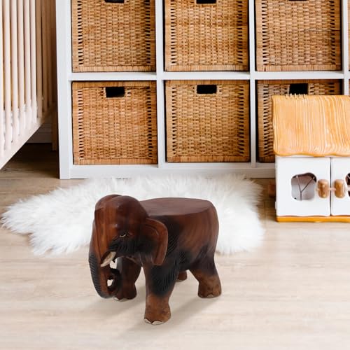 Tabouret en bois massif marron multifonctionnel et compact