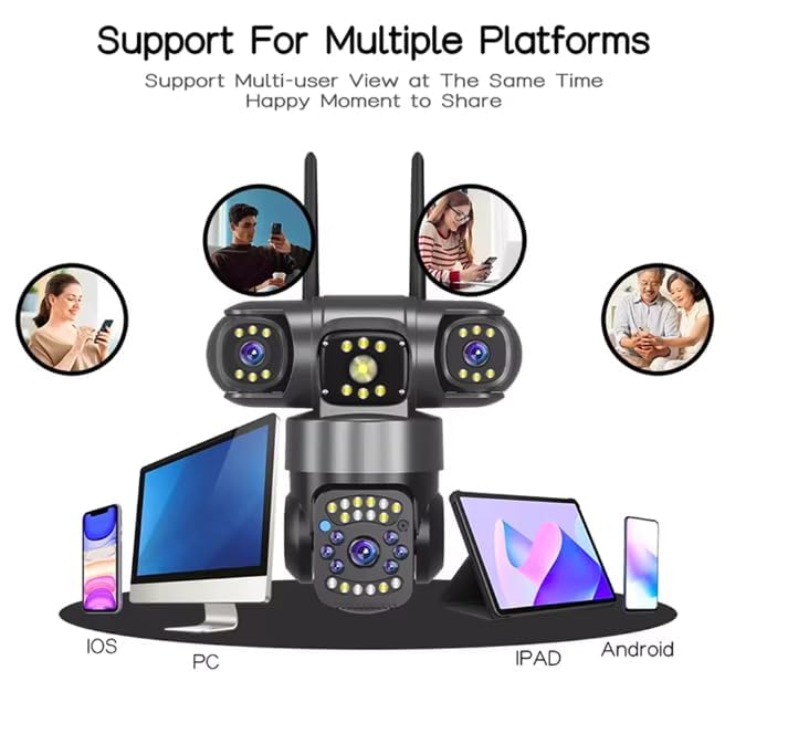 Image of DDLC 6MP Triple Lens PTZ CCTV Camera for Outdoor Security | 360 View | Color Night Vision | Motion Detection | Two Way Audio | Automatic Alert | Wireless Home Security with Mobile App V380 Pro