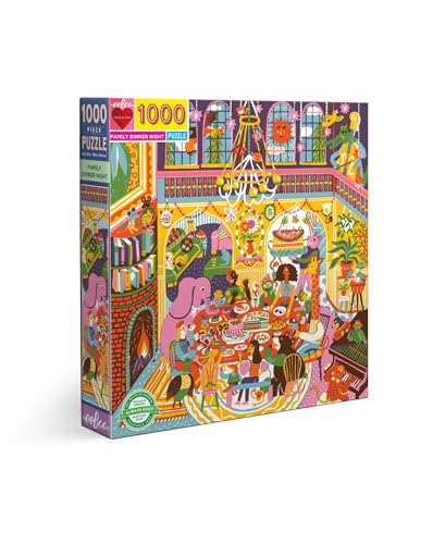 Image of eeBoo 1000 Piece Puzzle - Family Dinner Jigsaw Puzzle for Adults, Square 23 inch x 23 inch Made with Recycled Board & Vegetable-Based Ink
