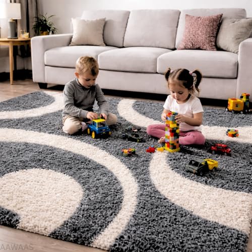 Image of 3D Shaggy Polyester Carpet Rug Runner Area Mats for Bedroom /Living Area /Home with Anti Slip Backing Soft /Fluffy Hight Pile - (Moon Grey, 2x5 feet)