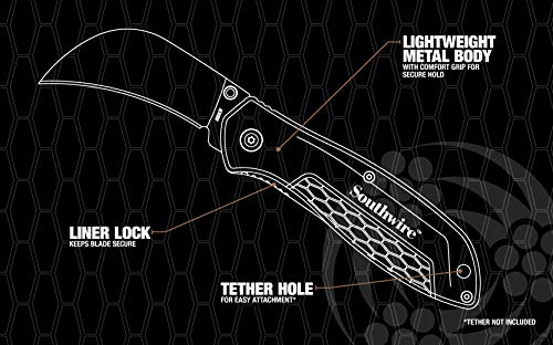 Image of Southwire Folding Knife Hawkbill - Curved Blade for Pull Cuts & Splicing - Rugged Metal Body - Stainless Steel - Comfort Grip Handle - 2.6-Inch Blade (Pack of 3)