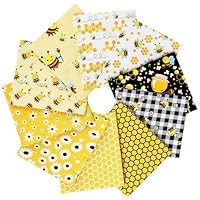 Craftido 10 Stück 18”x21” (46x53 cm) Fat Quarters Stoffpakete - Mittleres Gewicht 145g - 100% Baumwollstoff für Quilten, Nähen, Patchwork, DIY und handgefertigte Bastelarbeiten - Honey Bees