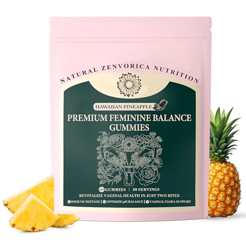 Pineapple Gummies for Women pH - Feminine Balance Gummies for Odor and Flora Health & Wellness, Probiotics Vaginal Gummy, Hawaiian Pineapple, Gluten-Free, Vegan (60 Counts - 30 Servings)