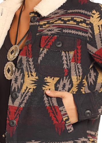 Rock & Roll Denim Sherpa Aztec Jacquard Jacket2