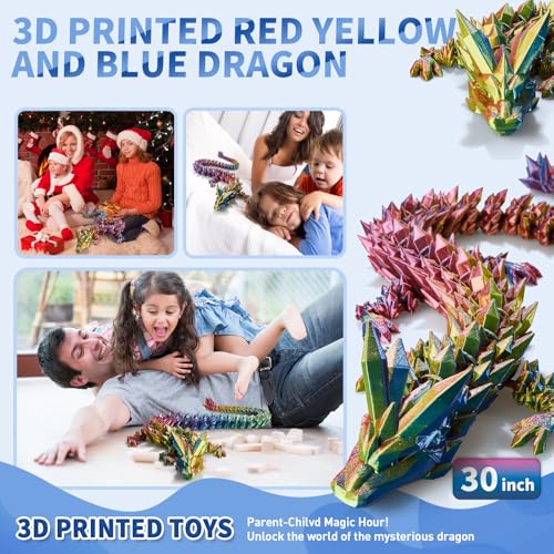 meturebear Large 3D Printed Dragon 30in, Giant 3D Dragon，30 Inch Articulated Crystal Dragon Fidget Toy, Big 3D Printed Dragons，3D Printed Animals for Desk Decor, for Kids Boys & Girls by meturebear - Image 4