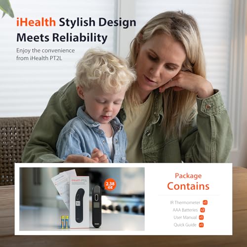 iHealth Touchless Digital Thermometer for Adults and Kids - Baby Forehead Thermometer with Color Fever Indicator - Quick & Accurate Results in 1 Second - Silent Mode, Easy-to-Use for Home - PT2L Black - Thumbnail 6