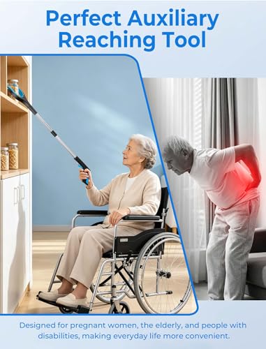 Image of 32 inch Grabber Reacher Tools, 2 Pack Upgraded Strong Foldable Reacher Grabber Heavy Duty Pickup Tool, 4 inch Wide Claw Opening & 360 Rotating Jaw & Magnet Lightweight Grabber Tool for Senior Patient