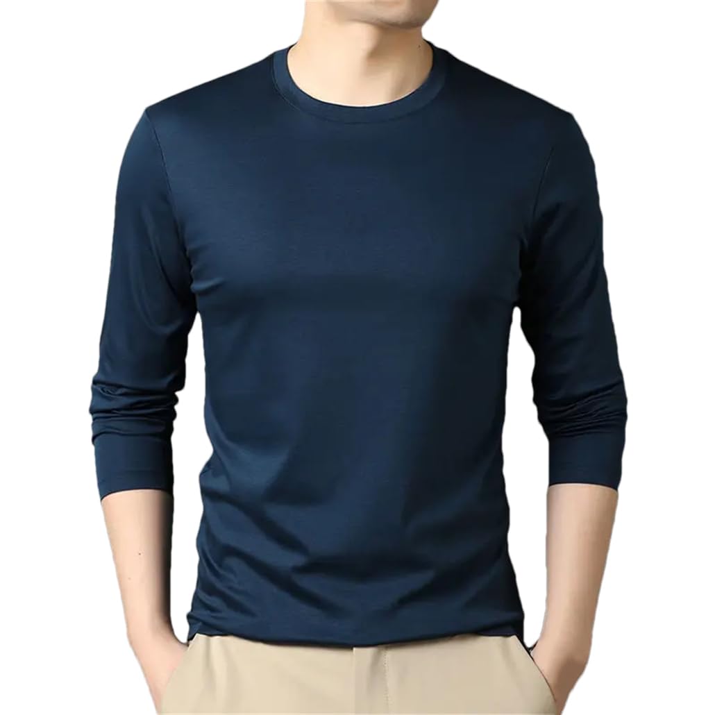 Maglietta da uomo a maniche lunghe, vestibilità ampia, girocollo, casual, di base, estetica