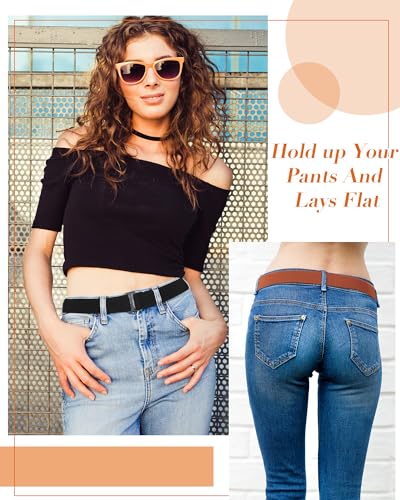 Image of SATINIOR 2 /3 /4 Pack Women Elastic Stretch Belt Invisible Sweater Shirt Tuck Band with Flat Buckle for Jeans Pants