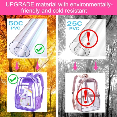 KLFVB 3PCS Clear Backpack for Girls and Boys, Kids See Through Backpacks Stadium Approved, Transparent Bookbag for Elementary3