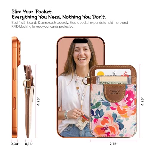 Image of POCKT Elastic Card Holder Wallet for Women and Men, Genuine Leather Slim RFID Blocking Front Pocket Credit Card Holder, Cute Small Minimalist Wallet | Season