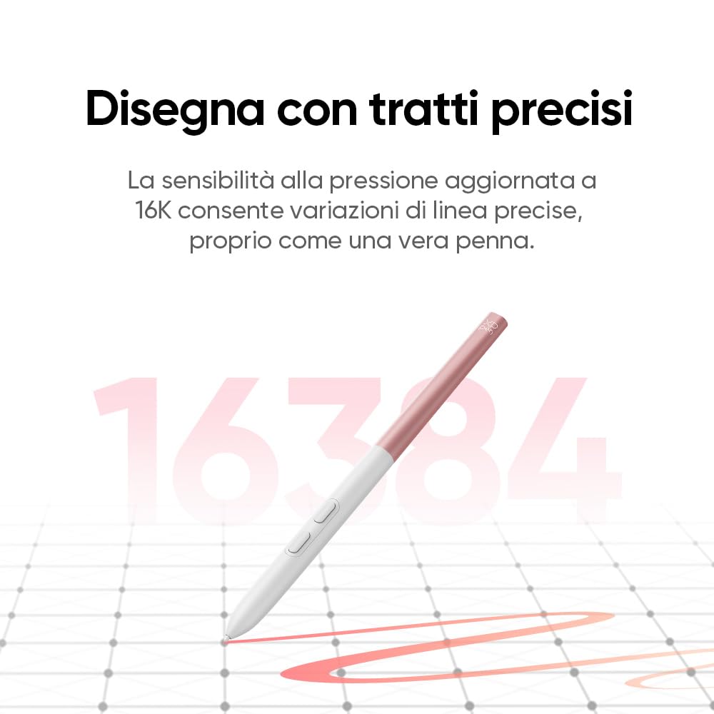 XPPen Artist 12 3rd tavoletta grafica con schermo, 8 tasti rapidi, 99% sRGB, colore a 8 bit, penna X4 con 16.384 livelli di pressione, compatibile con Windows, Mac, Linux e Android, Rosa