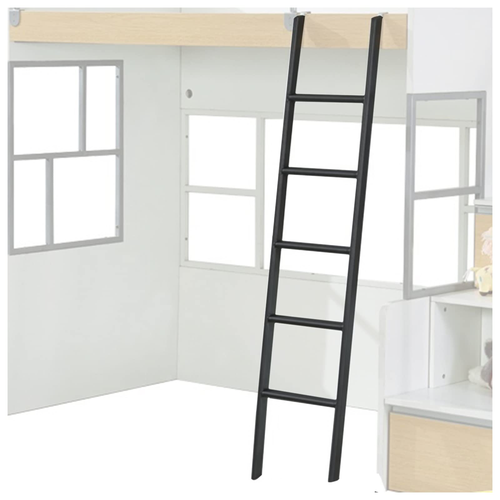 Échelle de 170 cm noire en métal robuste pour dortoir et mobil-home