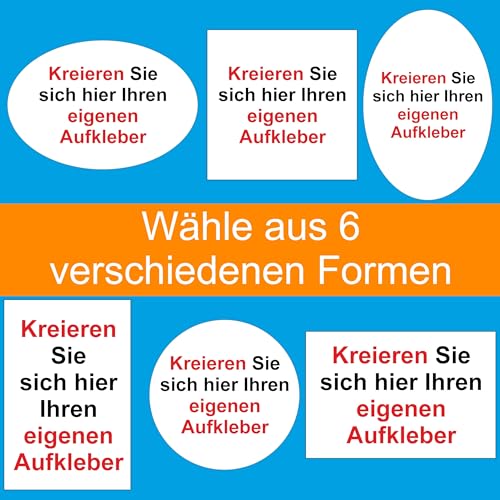NEU! Individuell gestaltbare Aufkleber – selbstklebend, wetterfest, glänzend – viele Größen und Mengen (3×3 cm bis 130×130 cm und 1 bis 1000 Stück wählbar)