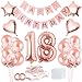 18 lat urodziny dla dziewczynki, w kolorze różowego złota, balon na 18 urodziny, dekoracja urodzinowa z okazji 18 urodzin, baner Happy Birthday, konfetti, 18 urodzin, dekoracja urodzinowa, różowe złoto