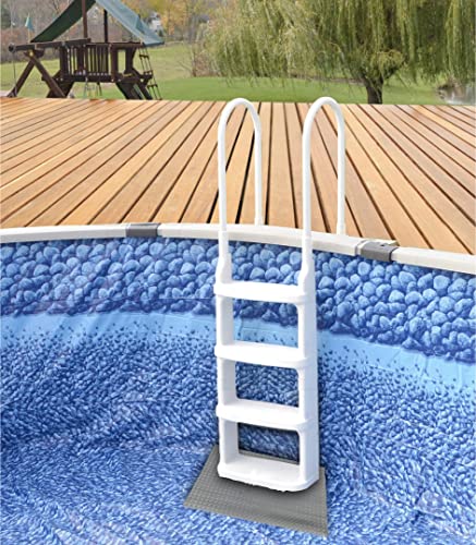 Main Access Swimming Pool Ladder Mat – Non-Slip, Ultra Slim Wide Ribbed Protective Liner – 24" X 10" Inches #TOP1