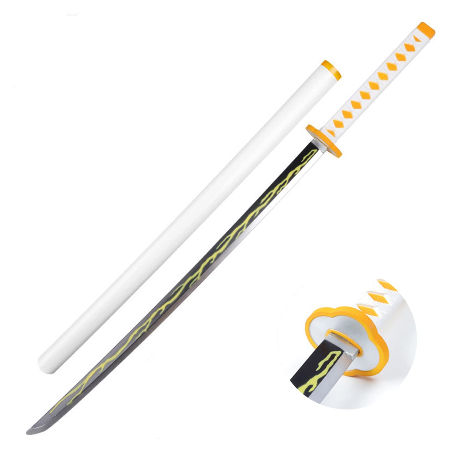 Jrpt Pu Foam Samurai Sword Japanese Katana Slayer Blade Weapon Toy Role-Playing Props For Anime Fans Children's Day Halloween Party Supplies/Agatsuma Zenitsu/100Cm