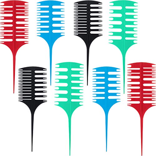 8 Pieces Hair Highlight Sectioning Comb Hair Highlighting Weaving Comb Dyeing Coloring Styling Hair Comb for Salon Use