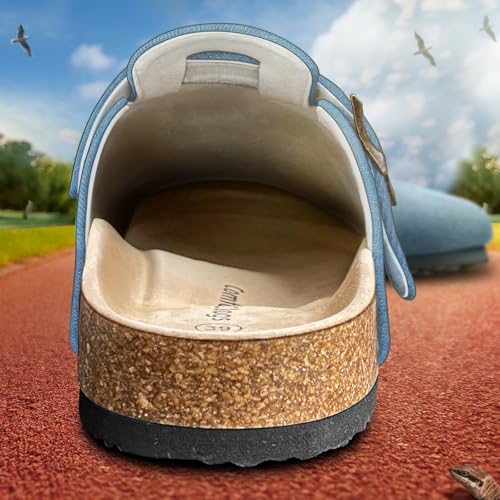 Image of BULLIANT Women Clogs-Fleece-Lined Suede Mules Slippers Nurse Shoes Unisex-Memory Foam Arch Support Cork-Footbed