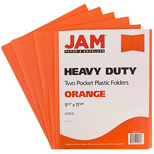JAM-PAPER-Heavy-Duty-Plastic-2-Pocket-Extra-Tough-School-Folders-Orange-6Pack
