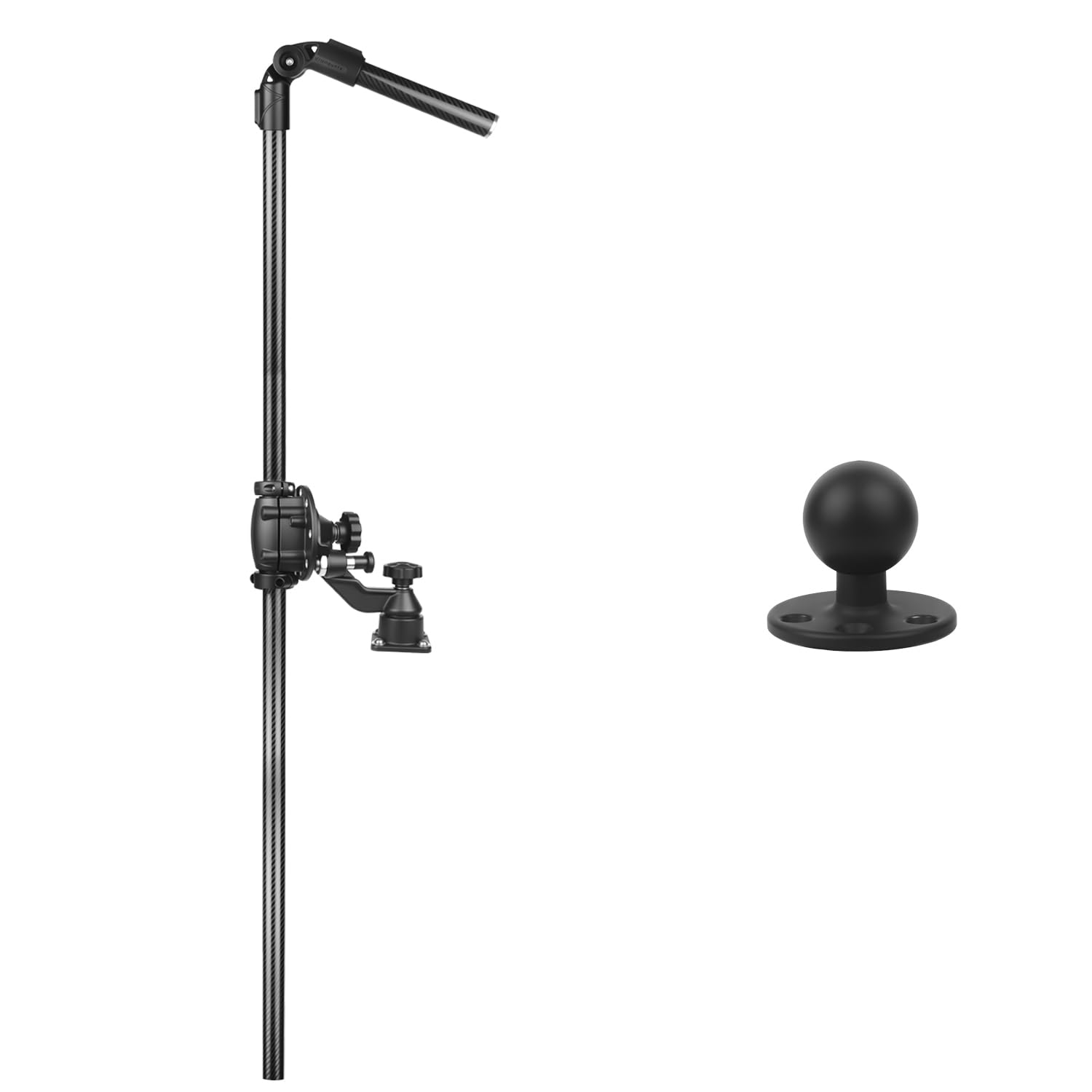 66 in Livescope Transducer Pole Mount for Boat,Carbon Fiber Rod,Aluminum Heavy-Duty Base,360° Adjustment,with D Size Ball
