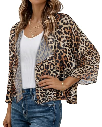 Image of Womens Summer Tops Short Shrugs Kimono Cardigans Casual Chiffon Bolero Jackets 2026