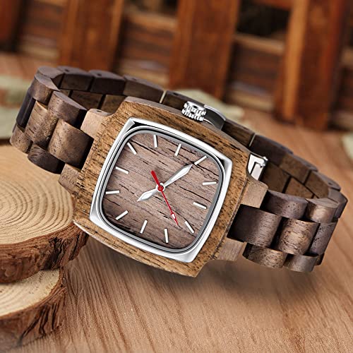 Montre en bois tendance carrée pour un style vintage quotidien - 3