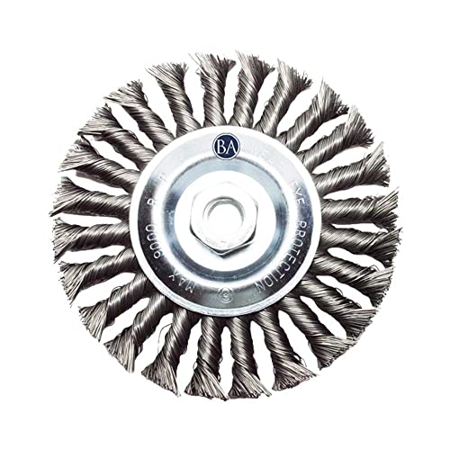 Image of Benchmark Abrasives 6 inch Standard Twist Knot Abrasive Wire Wheel for Angle Grinder with 5 /8 inch-11 Thread, Cleaning Narrow Holes, Drill, Deburring Grinding Wheels - Wire Wheel Attachment - Carbon Steel
