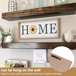 Interchangeable HOME Seasonal Tabletop Sign with 12 Pcs Seasonal Icons Wooden HOME Sign for All Seasons Shelf Mantel Windowsill Decor