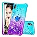 Produktbild WJMWF Kompatibel mit Xiaomi Redmi 7A Hülle mit Ring Treibsand Glitzer Color Gradient Series Weich TPU Silikon Bumper Stoßfest Etui Oben Lila und unten Blau