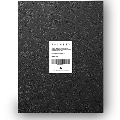 FOSHISY A4 Binding Covers,300 GSM, Leather Grain Paper Binding Covers, Black (Pack of 100)
