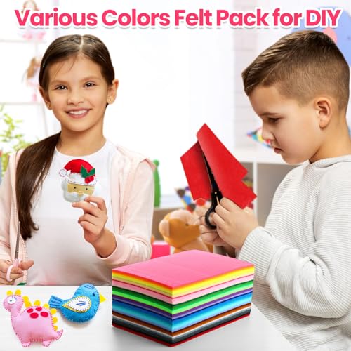 Image of Moukeren 120 Pcs 12 X 12 Inch Felt Sheets, 20 Colors | Stiff Fabric Squares Ideal Craft Sewing, DIY Patchwork Projects, Nonwoven Material, Bulk Supply Holiday and Festival Decor